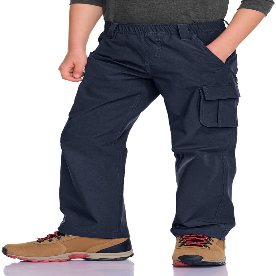CQR Kids Boys Hiking Cargo Pants, Water Resistant UPF 50+ Quick Dry Youth Casual Outdoor Climbing Camping Trousers, Shenah Trail Pristine Navy, Small