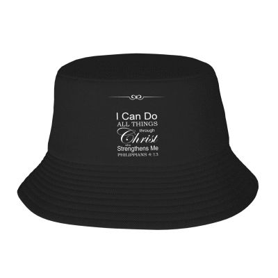 Philippians 4 13 Bucket Hat Outdoor Camping Sun Hat Black