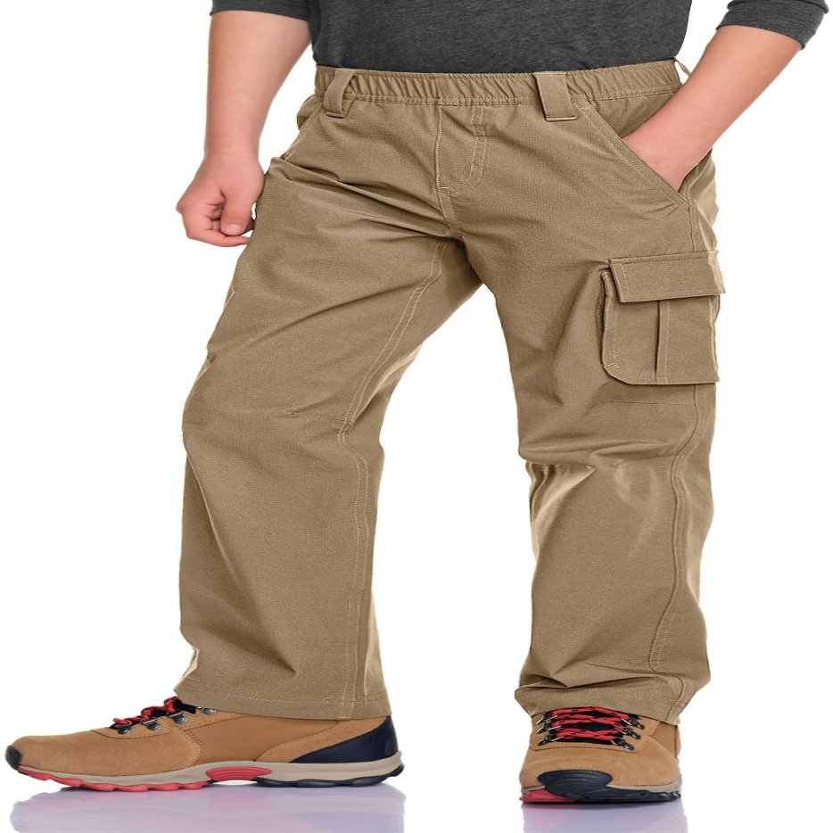 CQR Kids Boys Hiking Cargo Pants, Water Resistant UPF 50+ Quick Dry Youth Casual Outdoor Climbing Camping Trousers, Shenah Trail Cougar, Medium