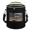 911 Dispatcher Thin Yellow Flag Portable Cooler Bag Leak Proof Lunch Box Insulated Tote Bag Round Crossbody for Beach Hiking Picnic Camping Travel view 1
