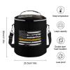 911 Dispatcher Thin Yellow Flag Portable Cooler Bag Leak Proof Lunch Box Insulated Tote Bag Round Crossbody for Beach Hiking Picnic Camping Travel view 2