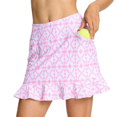 M MOTEEPI 16" Golf Skorts for Women High Waisted Tennis Skirt Athletic Skorts Skirts for Women Built-in Shorts with 4 Pockets Pink Plaid Medium