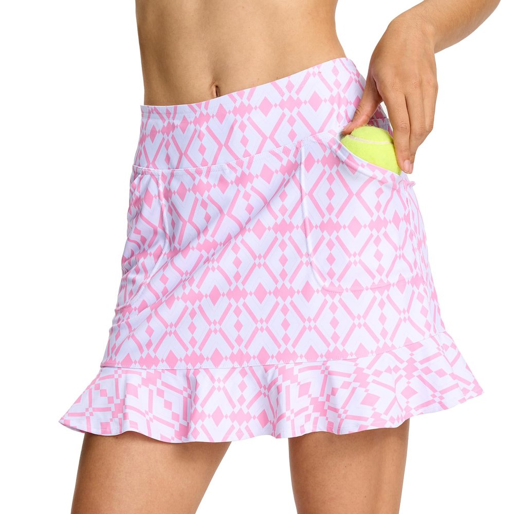 M MOTEEPI 16" Golf Skorts for Women High Waisted Tennis Skirt Athletic Skorts Skirts for Women Built-in Shorts with 4 Pockets Pink Plaid Medium