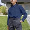 YAMANMAN Women's Button Down Shirt Classic Long Sleeve Collared Tops Work Office Chiffon Blouse view 3