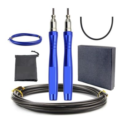 NATTCO Fitness Jump Rope Professional Speed Skipping Rope For MMA Boxing Fitness Skip Workout Training With Carrying Bag Spare Cable Adjustable (Color : Blue, Size : 1), HUIM SHSE3 STORE-1
