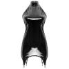 Miutii Women's Patent Leather Wet Look Zip Back Sleeveless Backless Halter Bodycon Lingerie Dress Black A Small view 2