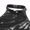Miutii Women's Patent Leather Wet Look Zip Back Sleeveless Backless Halter Bodycon Lingerie Dress Black A Small view 3