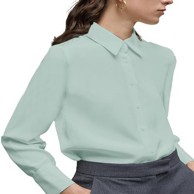 YAMANMAN Women's Button Down Shirt Classic Long Sleeve Collared Tops Work Office Chiffon Blouse
