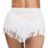 Hedmy Women's Belly Dance Skirts Shorts Elastic Irregular Tassel Fringe Shorts Booty Dance Bottoms White Medium view 2