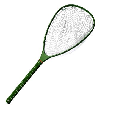 Aventik Fly Floating Fishing Net Carbon Fiber Landing Trout Net Clear Rubber Ghost Net Catch & Release(Long Handle Green)