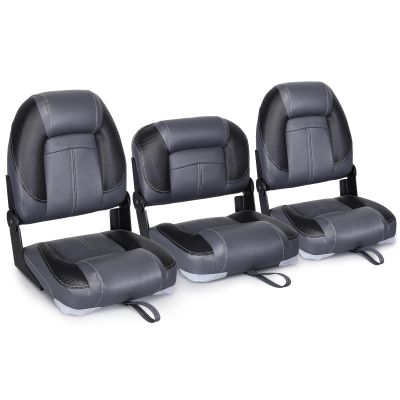 Leader Accessories 50" Bass Boat Seats Folding Fishing Boat Seat (Black/Charcoal)