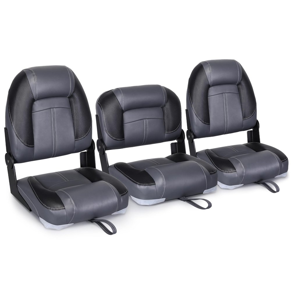 Leader Accessories 50" Bass Boat Seats Folding Fishing Boat Seat (Black/Charcoal)