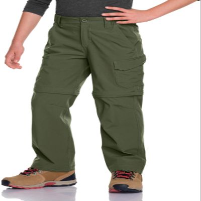 CQR Kids Youth Hiking Cargo Pants, UPF 50+ Quick Dry Convertible Zip Off Pants, Outdoor Camping Pants, Shenah Venture Army Green, Medium