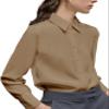 YAMANMAN Women's Button Down Shirt Classic Long Sleeve Collared Tops Work Office Chiffon Blouse view 1