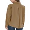 YAMANMAN Women's Button Down Shirt Classic Long Sleeve Collared Tops Work Office Chiffon Blouse view 3
