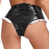 Lorilida Women Pole Dance Booty Shorts Latex Leahter Shorts Zipper Crotch Pantalon Corto Mini Shorts Black Small view 2