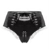 Lorilida Women Pole Dance Booty Shorts Latex Leahter Shorts Zipper Crotch Pantalon Corto Mini Shorts Black Small view 3