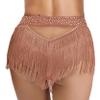 Lorilida Women Sequins Fringe Shorts Belly Dance Skirt Sparkly Tassels Rave Music Festival Bottoms Brown XX-Large view 2