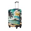 MyPiky Tropical Beach Palms Print Luggage Cover Suitcase Cover Elastic Travel Luggage Protector Spandex Fits 18-28 Inch Luggage, Small, White view 2