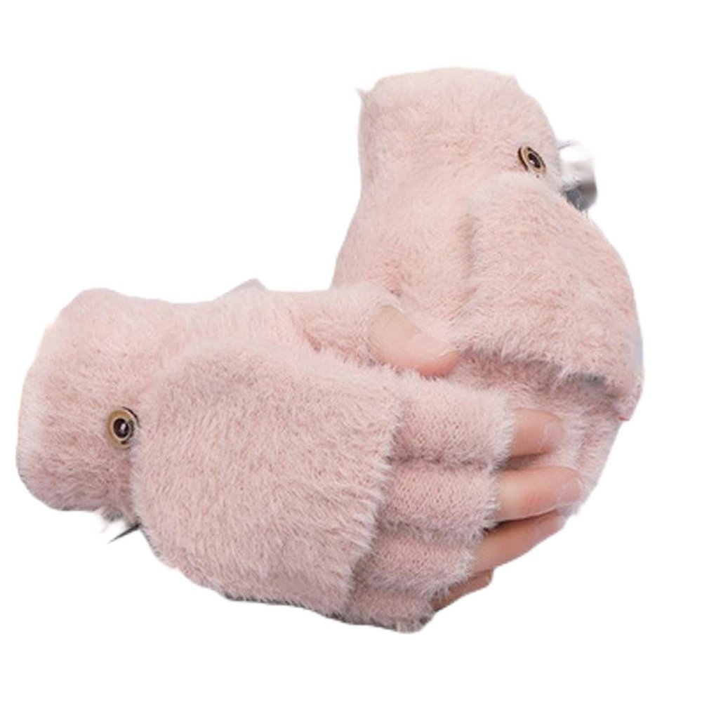 jouan Warm Plush Gloves, Fingerless Flap Gloves, Outdoor Thickened Cold Gloves
