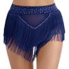 Hedmy Women's Belly Dance Skirts Shorts Elastic Irregular Tassel Fringe Shorts Booty Dance Bottoms Navy Blue Medium view 1