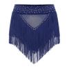 Hedmy Women's Belly Dance Skirts Shorts Elastic Irregular Tassel Fringe Shorts Booty Dance Bottoms Navy Blue Medium view 3