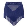 Hedmy Women's Belly Dance Skirts Shorts Elastic Irregular Tassel Fringe Shorts Booty Dance Bottoms Navy Blue Medium view 4