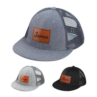 Rucekia Custom Name Boys Girls Baseball Hat, Personalized Grey Fitted Infant Baby Hats, Adjustable Snapback Mesh Truck Caps for Toddler, Kids, Teen and Adults