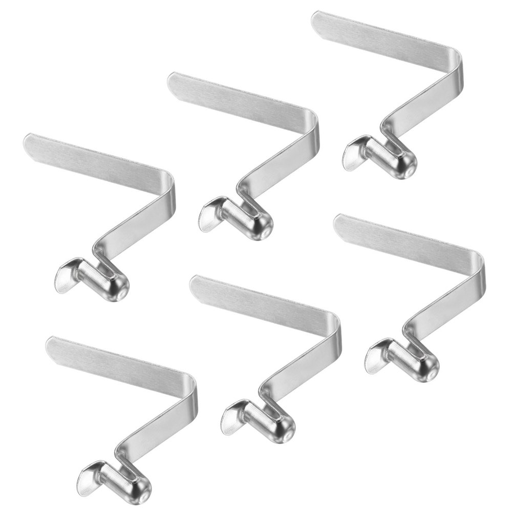PATIKIL 8x5mm Kayak Paddle Snaps, 6 Pack Tent Pole Clips Steel V Shaped Single Pin Push Button Spring Clips Lock Tube Pole Clips for Camping Awning, Silver