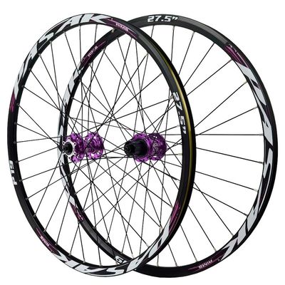 24'' 26'' 27.5'' 29'' Mountain Bike Wheelset Mountain bike Front Back Wheels Quick Release Disc Brake Aluminium Alloy Rims With Bearing Hubs Cassette 8-12 Speed ( Color : Black-Purple , Size : 27.5inc