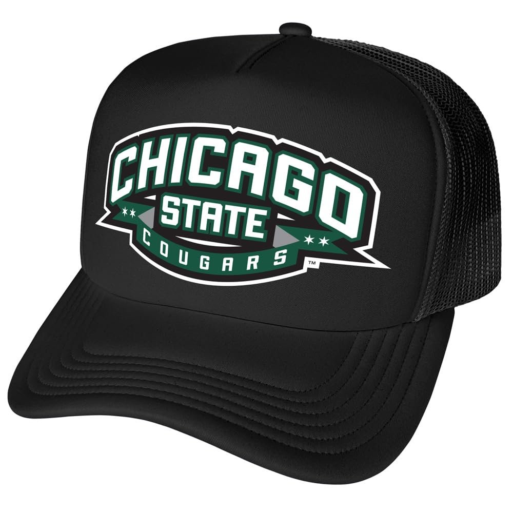 Campus Lab Official Chicago State University Primary Logo Foam Snapback Trucker Hat - Unisex for Men and Women Black