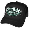 Campus Lab Official Chicago State University Primary Logo Foam Snapback Trucker Hat - Unisex for Men and Women Black view 1
