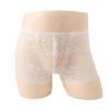 Agoky Men's Sissy Underwear Floral Lace Boxer Briefs Elastic Waistband Low Rise Bulge Pouch Panties White Large view 2