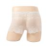 Agoky Men's Sissy Underwear Floral Lace Boxer Briefs Elastic Waistband Low Rise Bulge Pouch Panties White Large view 3