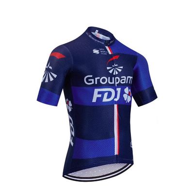 2024 Pro Team Groupama FDJ Cycling Jersey for Men,Short Sleeve Quick Dry Bike Shirt (L)
