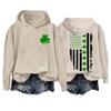 MOGUI Shamrock Flag St Patrick's Day Sweatshirt Women Long Sleeve Lucky Irish Gift Ireland Tee Beige view 1