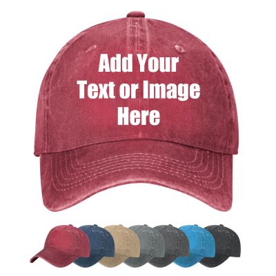 Add Your Design with Cowboy Hats Personalized Adjustable Baseball Caps, Red