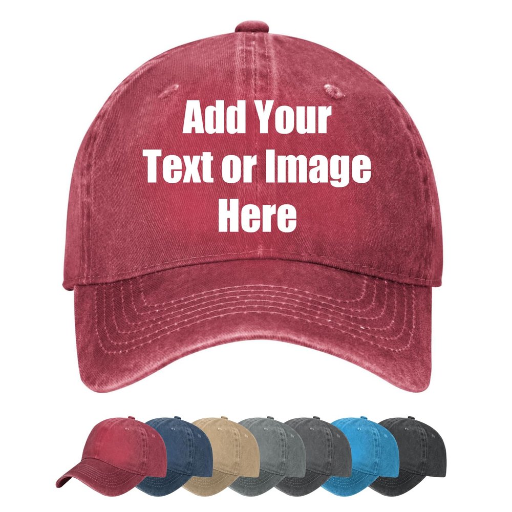 Add Your Design with Cowboy Hats Personalized Adjustable Baseball Caps, Red