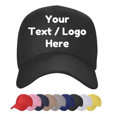 Adjustable Trucker Hat Custom Baseball Cap Add Photo Text Logo Ball Hat, Black