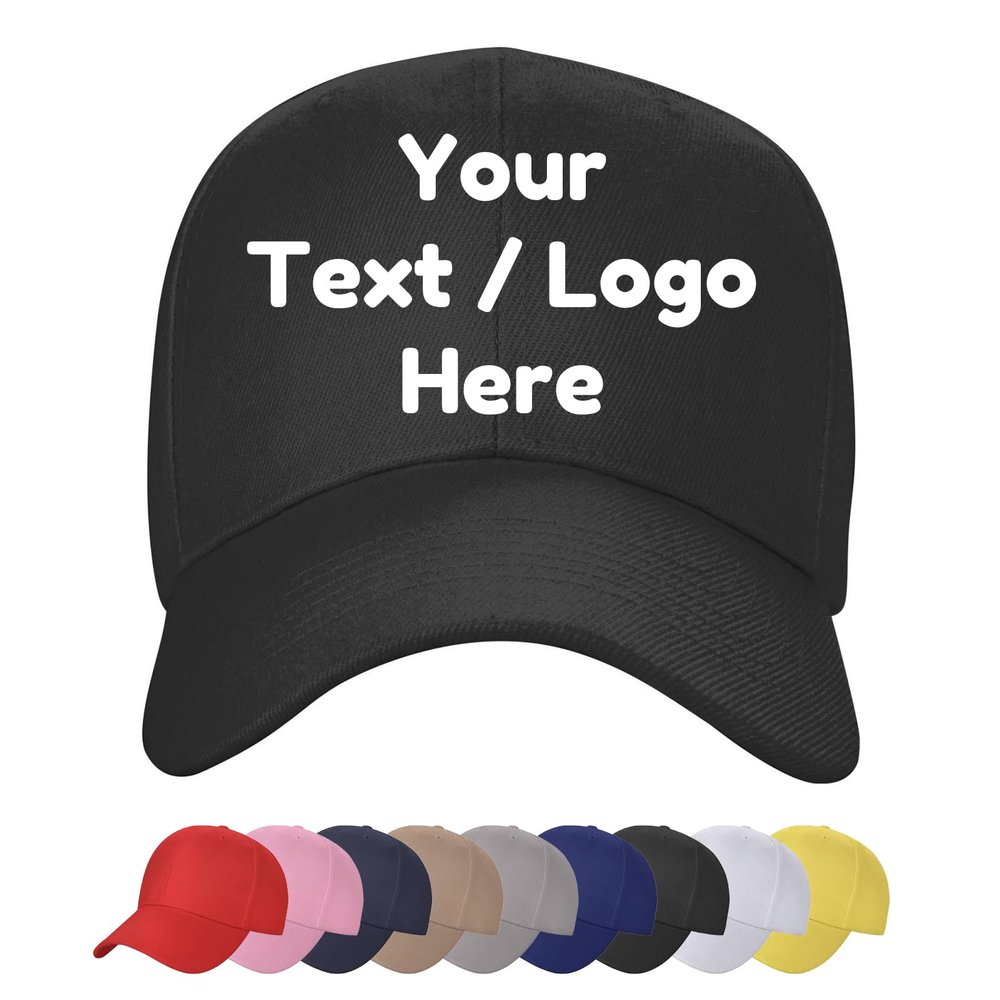 Adjustable Trucker Hat Custom Baseball Cap Add Photo Text Logo Ball Hat, Black