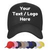 Adjustable Trucker Hat Custom Baseball Cap Add Photo Text Logo Ball Hat, Black view 1