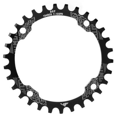 Tissting Bike Chainring, 104BCD Single Speed Chainring Aluminum Alloy Round 30T Narrow Wide Tooth Chainring Crank Accessories for Mountain Bike(Black)