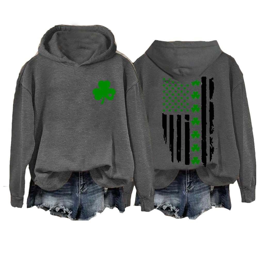 MOGUI Shamrock Flag St Patrick's Day Sweatshirt Women Long Sleeve Lucky Irish Gift Ireland Tee
