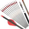 SHARROW 31" Carbon Arrows Hunting Arrows Spine 250 300 350 400 500 600 with Replaceable Tips Targeting Practice Arrows for Compound/Recurve/Long Bow 6/12pcs (12, Red & Black, Spine 600) view 3