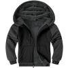 ZITY Boys Zip Up Hoodie Fleece Jacket Kids Sherpa Lined Sweatshirts Outerwear Warm Winter Coat Grey Black 8-9 Years Old view 1