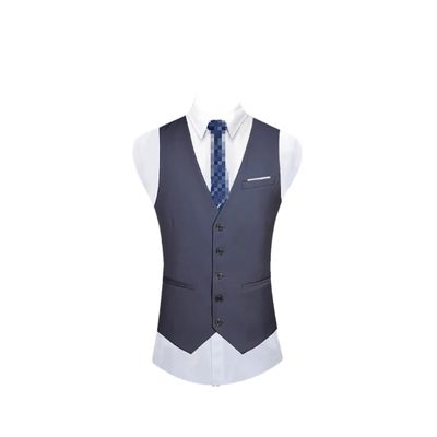 Kiioouu Men Formal Solid Color Business Office Suit Vest Groom Wedding Dress Party Male Waistcoat Dark Gray Asian 3XL (EUR XL)