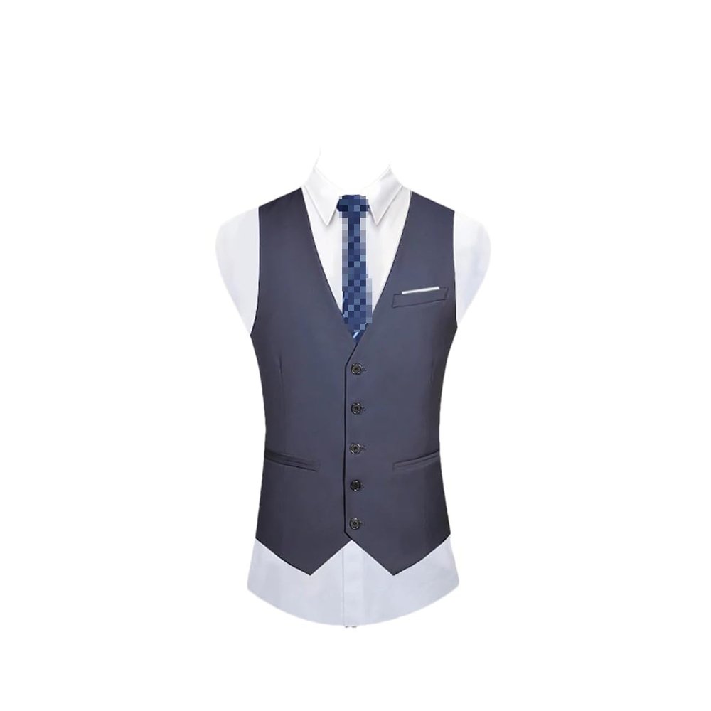 Kiioouu Men Formal Solid Color Business Office Suit Vest Groom Wedding Dress Party Male Waistcoat Dark Gray Asian 3XL (EUR XL)