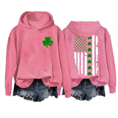 MOGUI Shamrock Flag Sweatshirt - St. Patrick's Day Long Sleeve Shirt - Pink