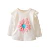Baby Girls Casual Tops Ruffles Long Sleeve Floral Soft Pullover Sweatshirt Kids Tops T Shirt Spring (White, 3-4 Years) view 1