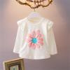 Baby Girls Casual Tops Ruffles Long Sleeve Floral Soft Pullover Sweatshirt Kids Tops T Shirt Spring (White, 3-4 Years) view 3